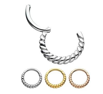 Factory Wholesale 316L Surgical Stainless Steel Jewelry Piercings Hinged Segment Ring-16g