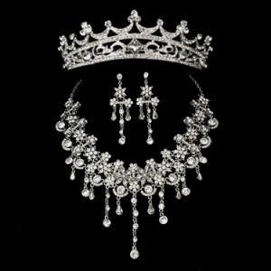 Rhinestone Indian Bridal Jewelry Silver Necklace Wedding Jewelry Set