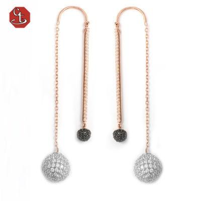 Long Tassels Ball Drop Earrings Women Temperament Jewelry Circle Dangle Earring
