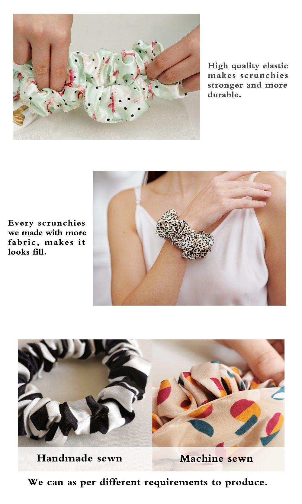 High Quality Printed Mulberry Silk Scrunchies for Girls