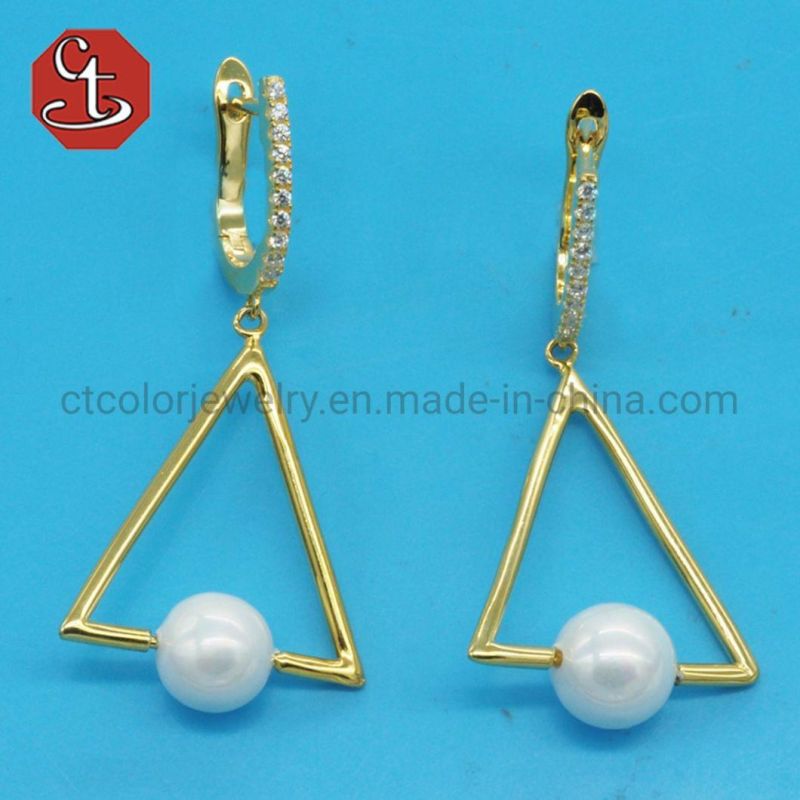 Simple Plain Silver Color Metal Pearl Earrings Fashion Statement Earrings for Women Party Jewelry