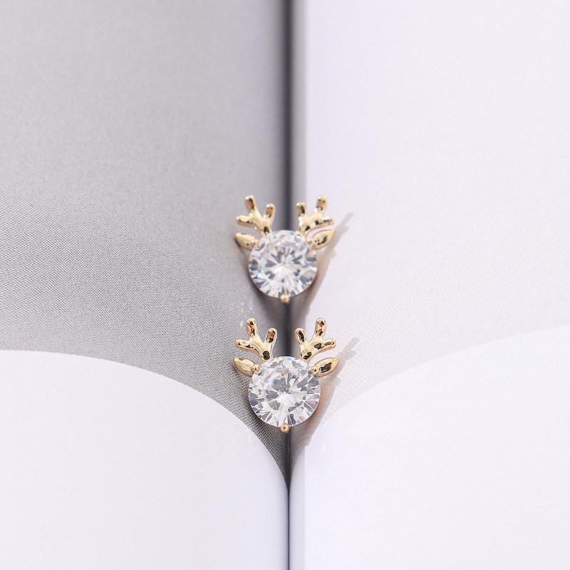 Premium Crystal Christmas Gift Jewelry Cute Animal Deer Elk Stud Earrings for Women Fashion Accessories