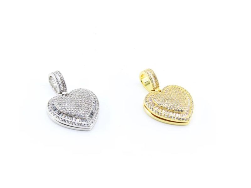 Iced out Hip Hop Cuban Chain Gold Heart Pendant