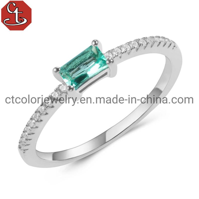 Fashion Wholesale Sterling Silver Jewelry Rose plated Jewelry Simple CZ Stone Ring