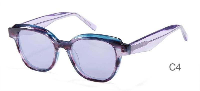 Wholesale Round Chamfer Shape Vintage Unisex Fashion Unisex UV400 Polarized Acetate Sunglasses