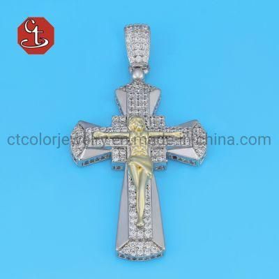Rhodium&Gold Plated Crucifix Jesus Christ Catholicism Pendant Wholesale Necklace Silver Jewelry