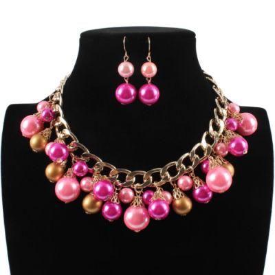 2020 Most Popular Fashion Pink Bead Necklace Jewelry Set