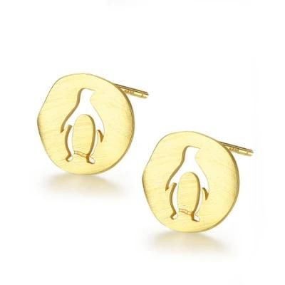 Silver and Golden Jewelry Earrings in Penguin Shape