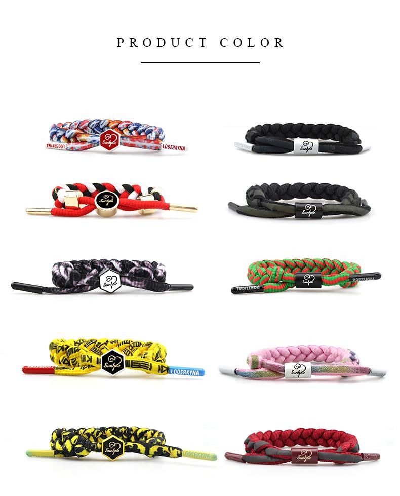 Hot on Amazon Custom Logo Zinc Alloy Braided Rope Bracelets