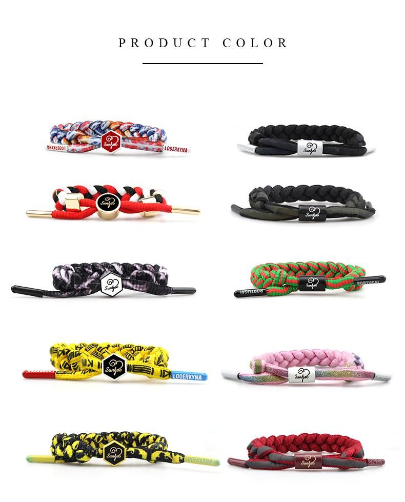 Hot on Amazon Custom Logo Zinc Alloy Braided Rope Bracelets