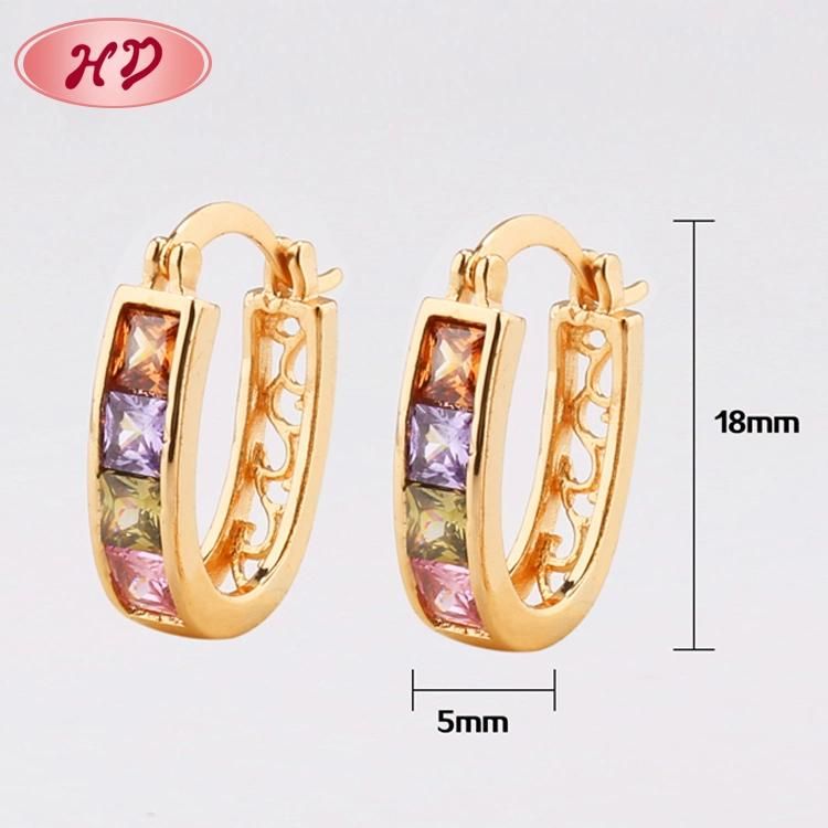Fashion 18K Gold Plated Hoop Huggie CZ Earrings