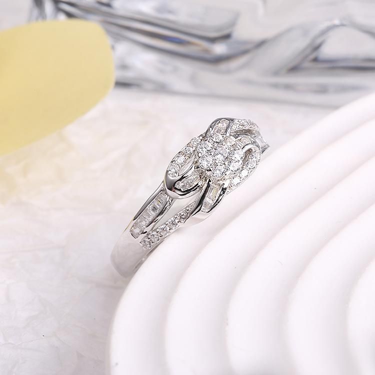 Fashion Jewelry Fashion Accessories Flower Shape Factory Wholesale Cubic Zirconia Moissanite Elegant Luxury Ring