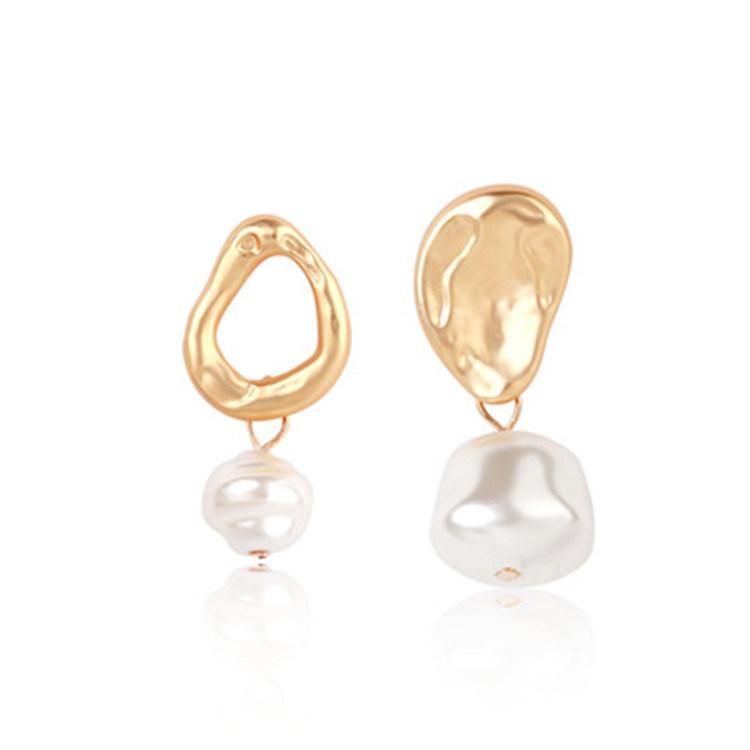 Natural Imition Pearl Electroplate Alloy Layered Stud Earring