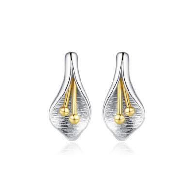 Double-Color Lily Sterling Silver 925 Ear Studs
