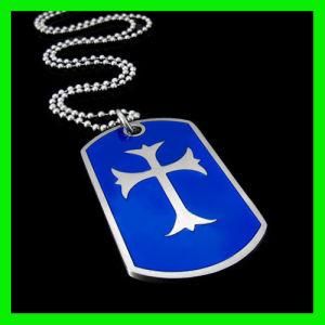 Stainless Steel Dog Tag Cross Pendant