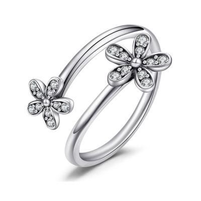 925 Sterling Silver Rings Resizable Rings Adjustable Rings CZ Rings Flower Rings for Women