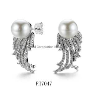 Fashion Earring/ Cubic Zircon Pearl Silver Women Factory Earring