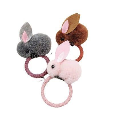 Lovely Rabbit Hair Clip Child Elastic Hair Band Tie with Rabbit Kids