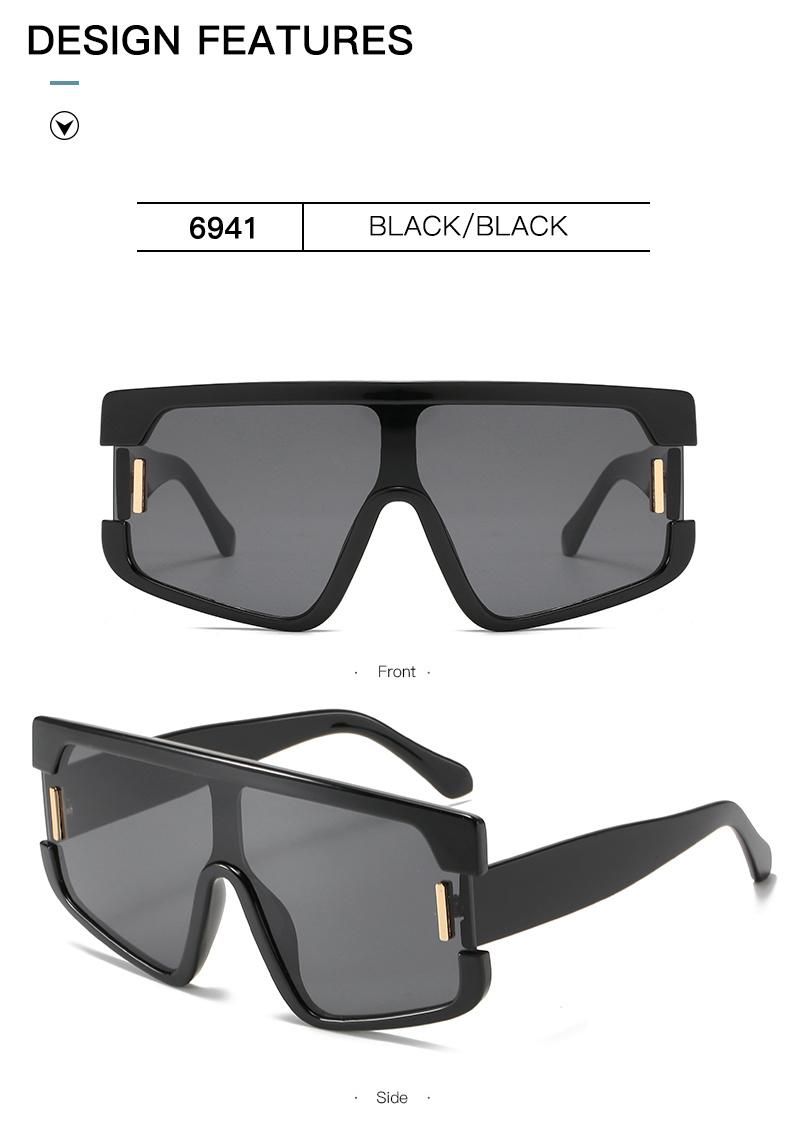 Sunglasses One-Piece Retro Midin Big Frame Sunglasses Female Cross-Border Ins Street Shooting Glasses