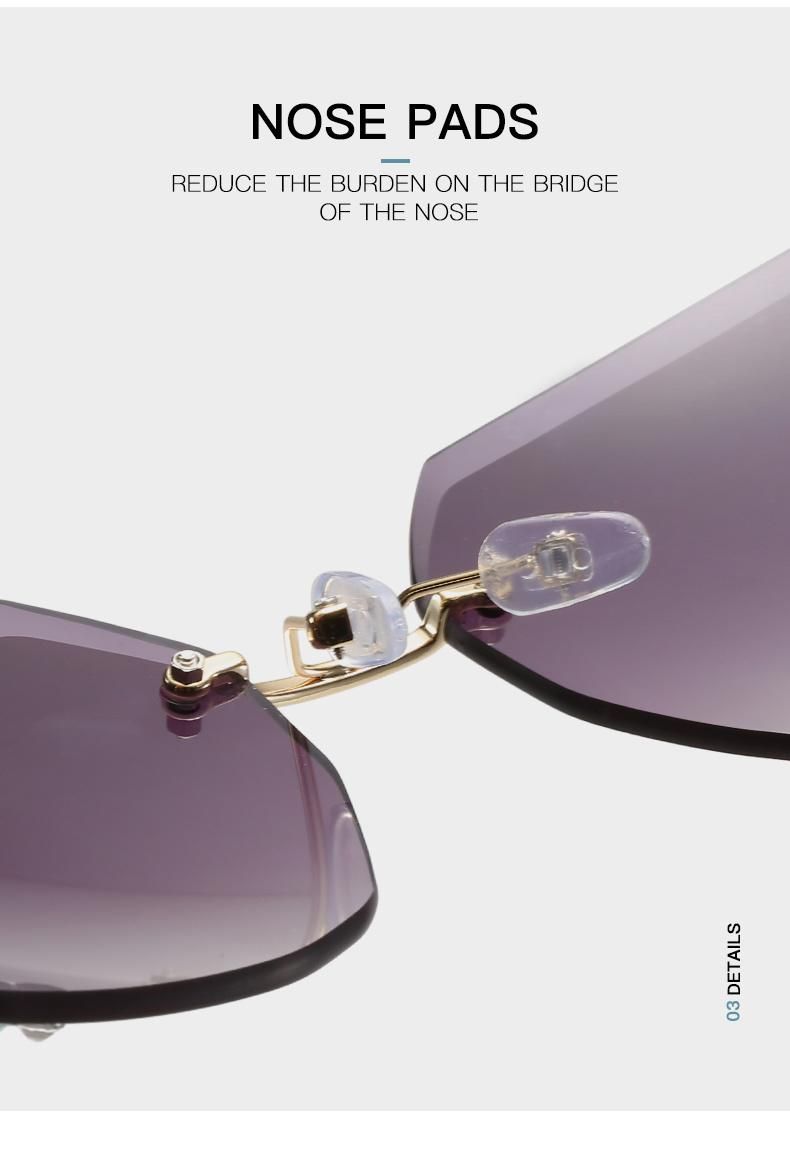 Diamond-Studded Sunglasses New Trend Frameless Trim Square Sunglasses Female Personality Ins Cross-Border Gradient Color Glasses