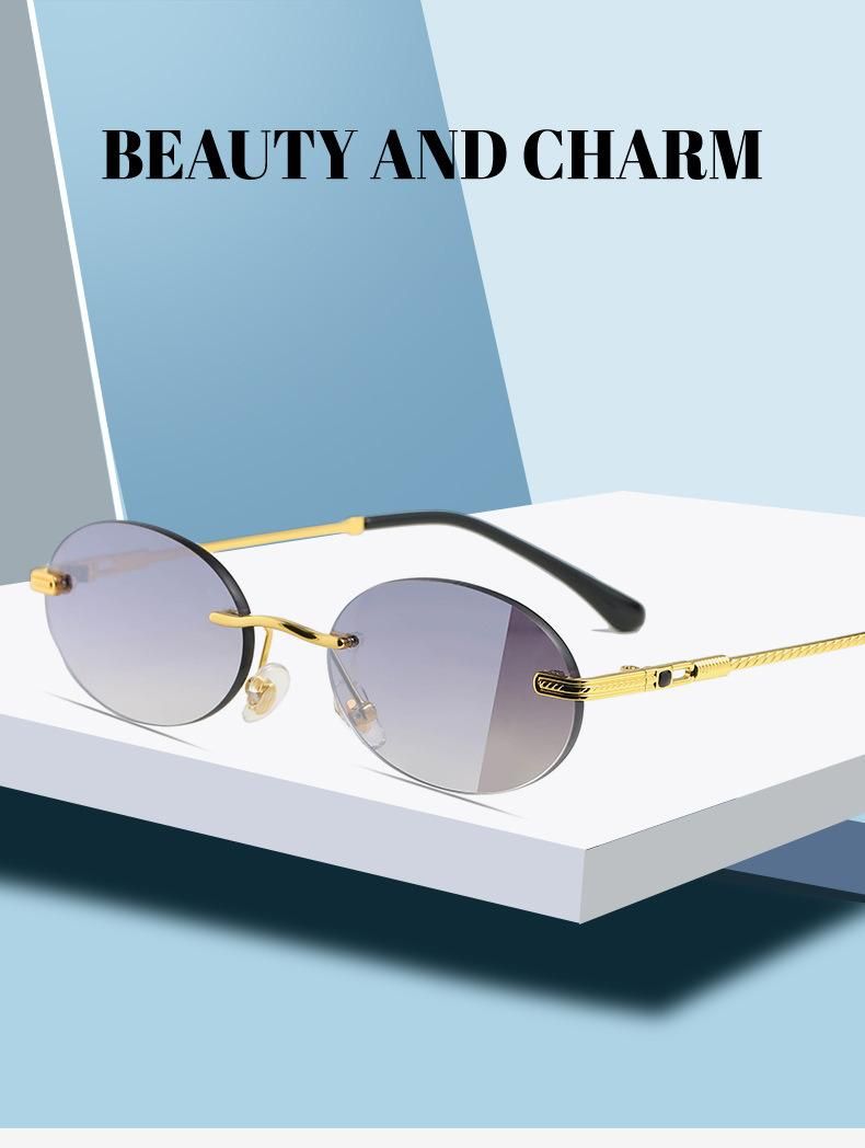 Fashion Metal Sunglasses Women Rimless Retro Small Round Sun Glasses Female Oculos 2021