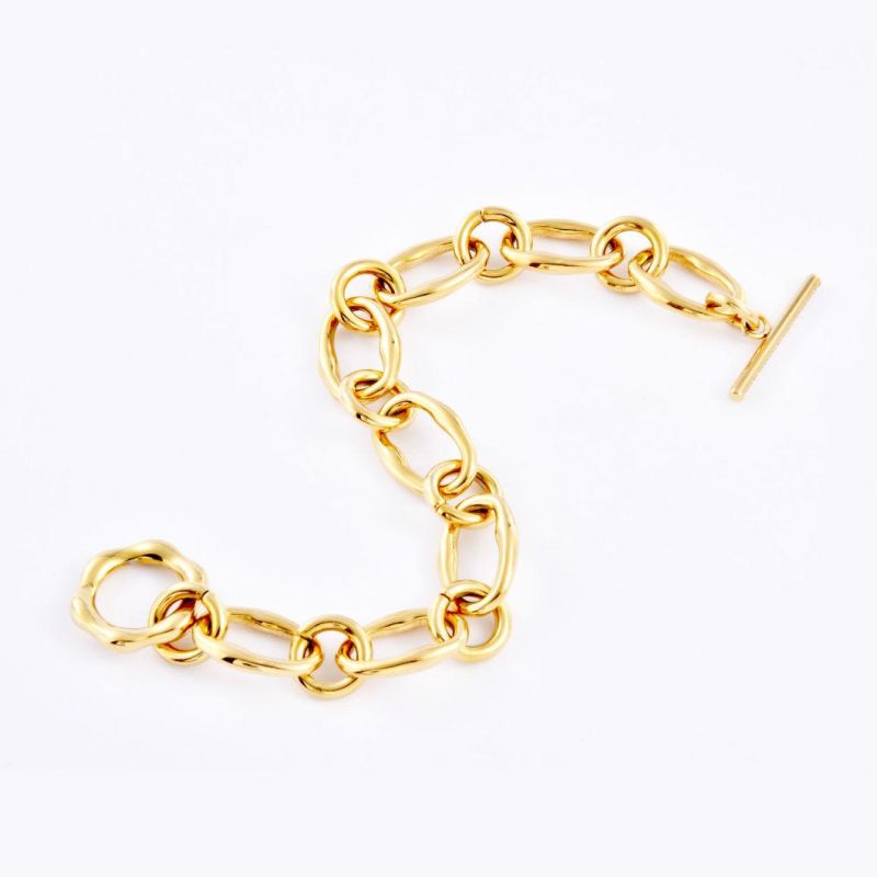 Fashion Jewelry Accessories Gold Plated Bold Link Chain Jewellery Bracelet Ot Casp