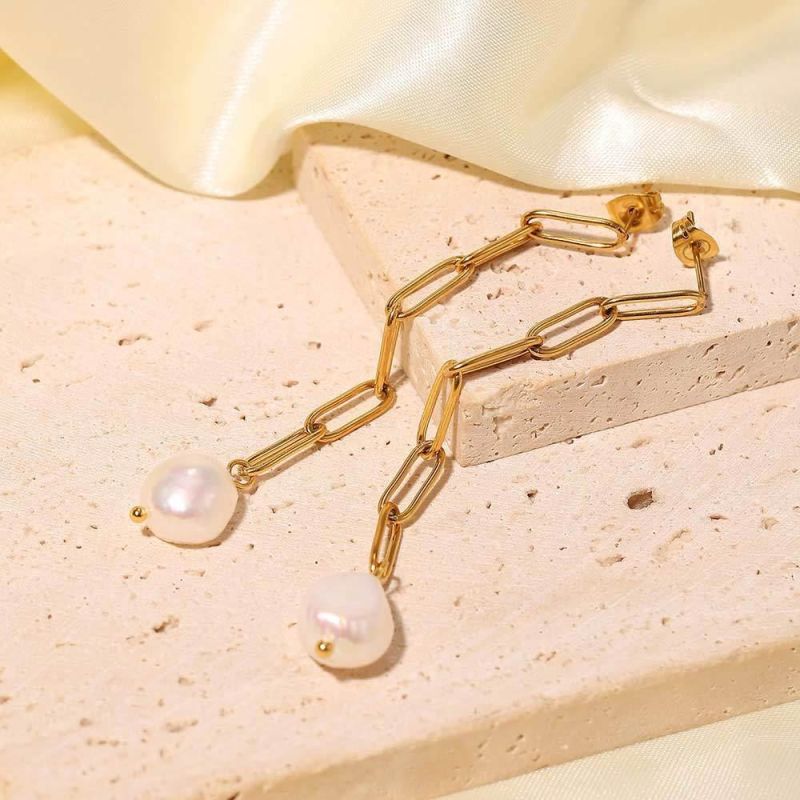 Manufacturer Customized Fashion Earrings High Quality Matte Pearl Pendant Earrings Matte Gold Earrings