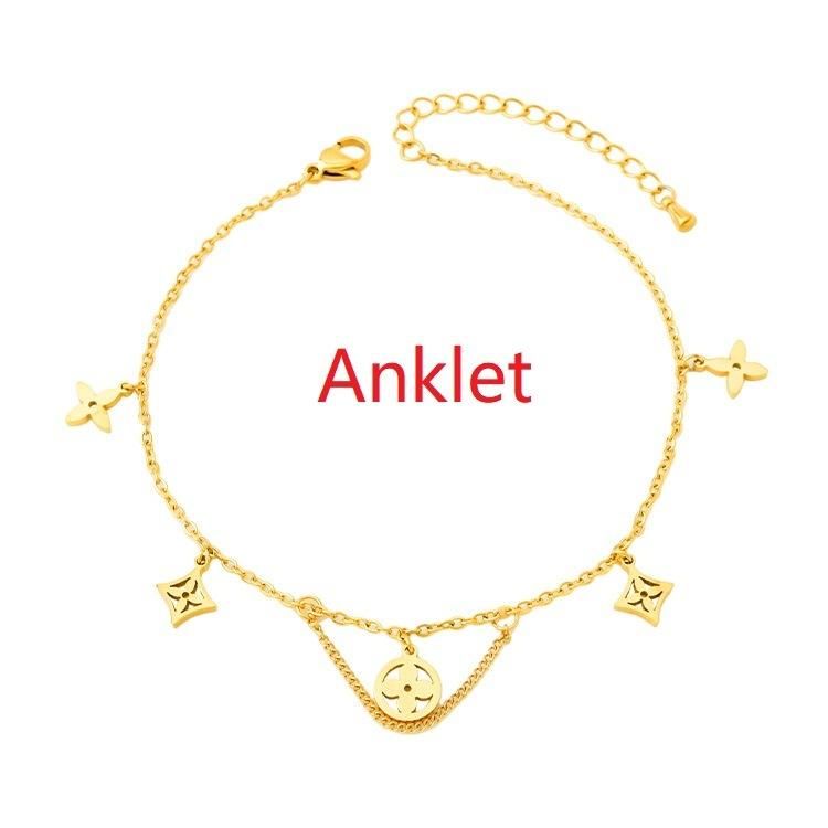 Manufacturer Customized High-Quality Jewelry 2022 New Wholesale Women′s Charm Anklet Stainless Steel Gold Fashion Anklet