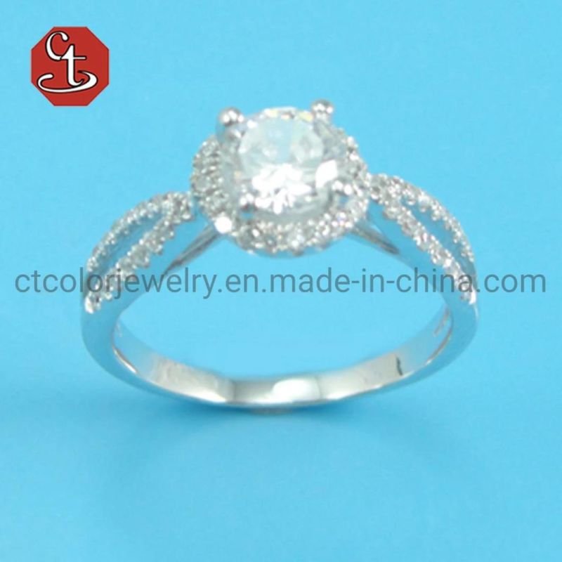 Classic Luxury Real Solid 925 Sterling Silver Ring Cubic Zircon Wedding Jewelry Rings Engagement For Women