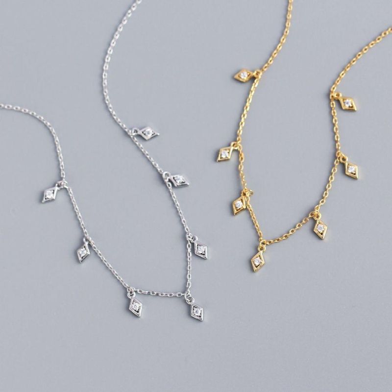 925 Sterling Silver Necklace Diamond Zircon Pendant Clavicle Chain Necklace Women Exquisite Fashion Jewelry