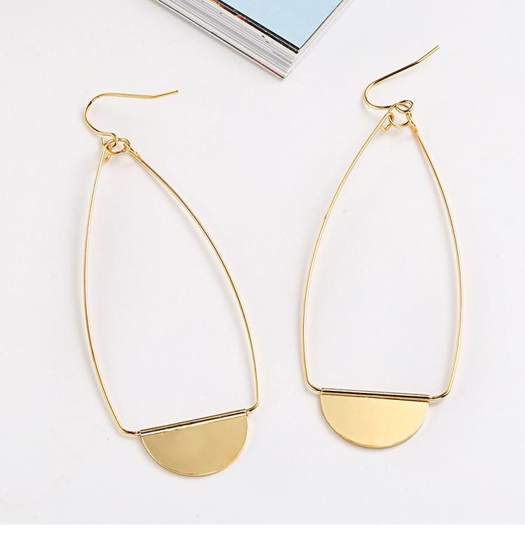 Bohemian Jewelry for Women Gold Brushed Hollow Teardrop with Zinc Alloy Hoop Hook Earrings