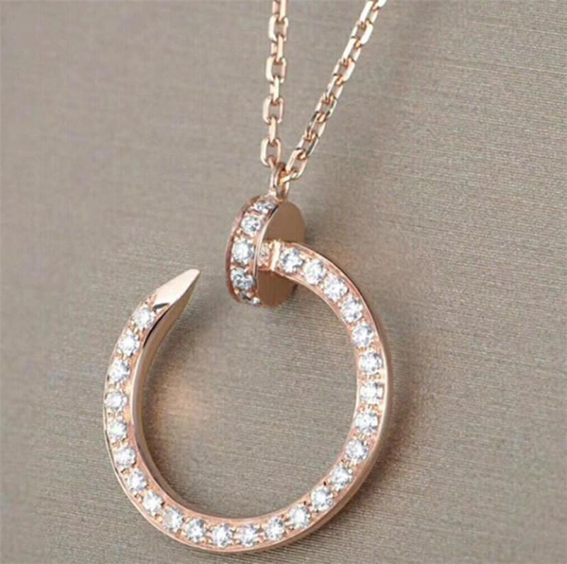 C Letter Design Pendant Necklace Gold Plated Full Diamond Iced out Moon Pendant C Logo Necklace