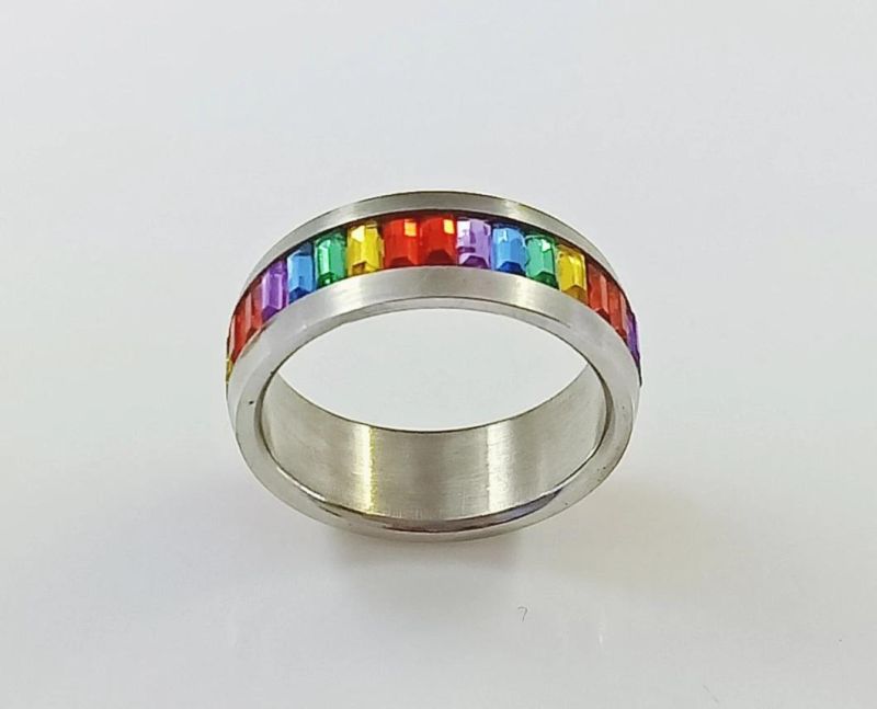 Fashion Ring Colors Rectangle Colorful Stones Stainless Steel Ring Jewelry Factory Sales SSR1924