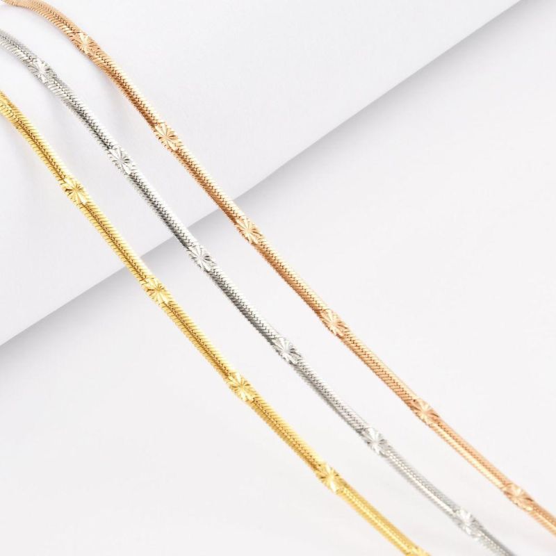 Wholesale 18K Gold Plated 16inch-36inch Fashion Stainless Steel Twisted Push Embossed Chain for Jewelry Necklace Design