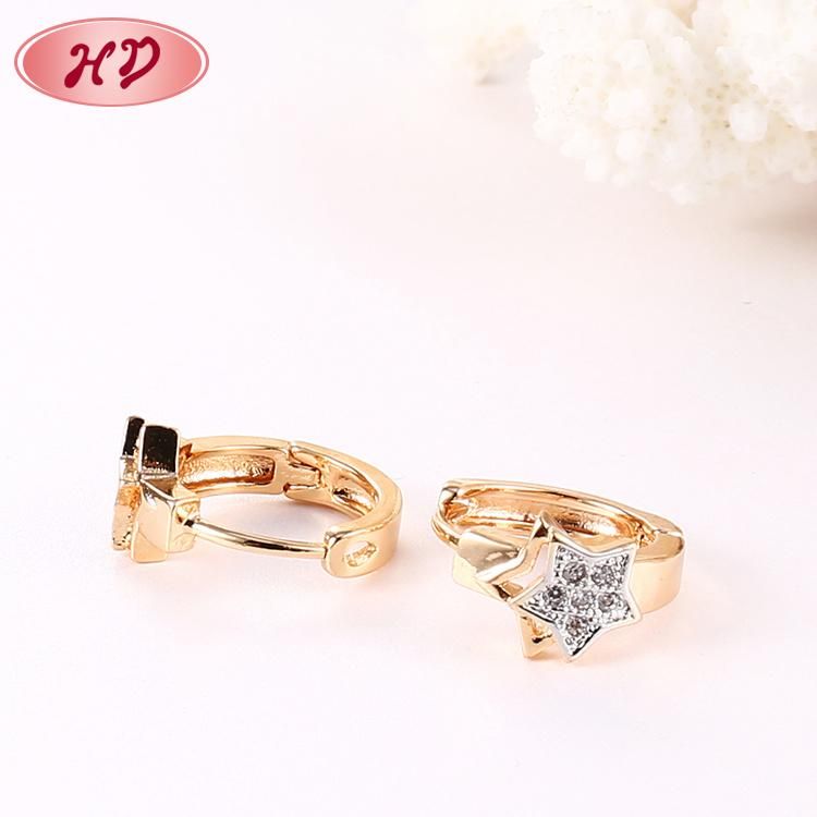 Fashion Jewelry 18K Gold Plated Silver Alloy CZ Stud Drop Hoop Huggie Earrings with Crystal for Women
