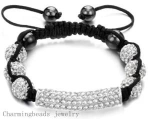 Fashion Bar Bracelet, Tube Bracelet, Pave Beads Bracelet