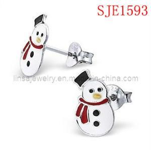 Cute Design Stainless Steel Snowman Earrings (SJE1593)