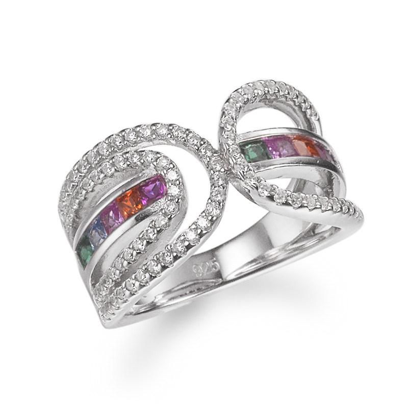Fashion 925 Sterling Silver Rainbow CZ Elegant Ring