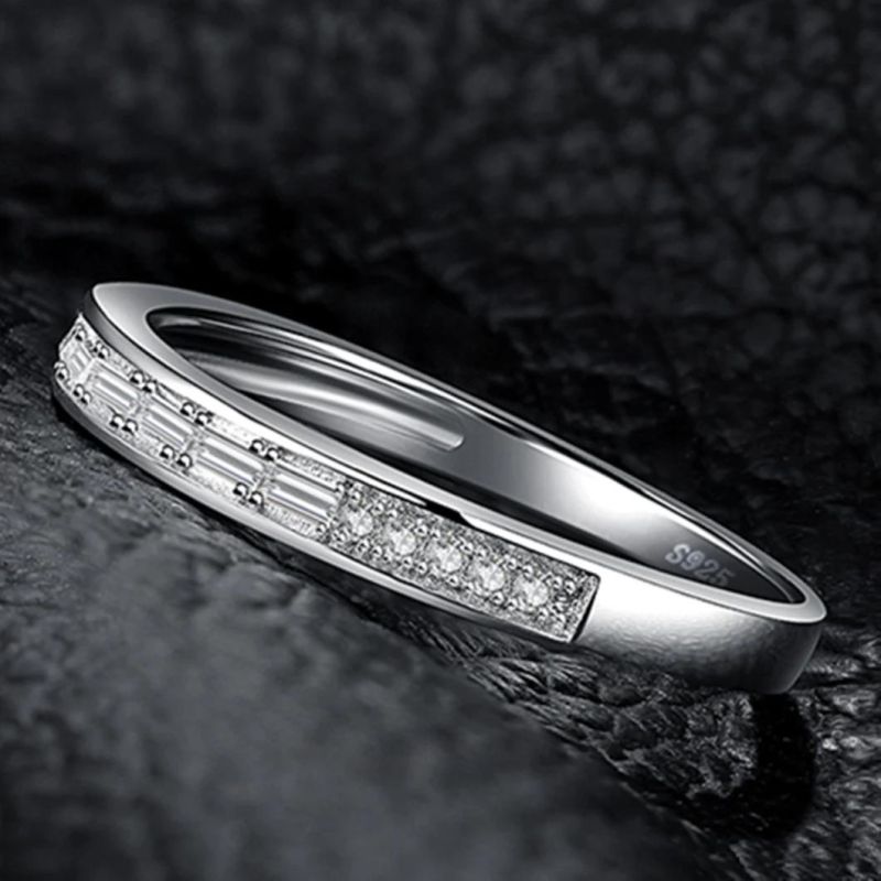 Cubic Zirconia Half Eternity Channel Set Wedding Band 925 Sterling Silver Rings Wholesale