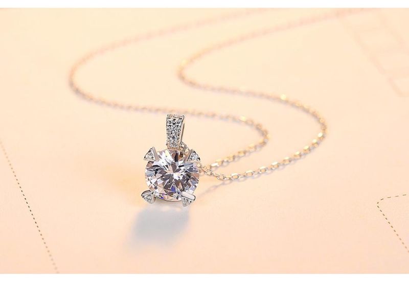 Dainty 925 Sterling Silver Huge Cubic Zircon Pendant Necklace