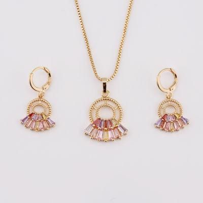 Fashion Women 18K Gold Plated Alloy Crystal Silver Jewelry Sets Chain Pendant Necklace