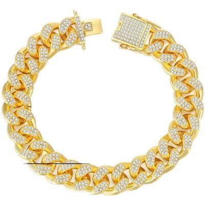 Brass Silver Plated Gemstone Bracelet Hip Hop Bracelet Three-Row Zirconia Bracelet
