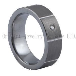 with CZ Set on Brushed Tungsten Carbide Ring (OAGR0147)