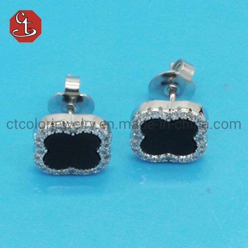 Classics Clover Silver Earring Fashion Clover Ear Stud Elegant CZ Earrings