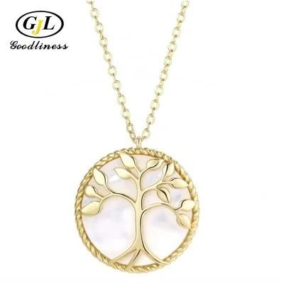 Mother of Pearl Silver Jewellery Tree Necklace Pendant Fashion Jewelry