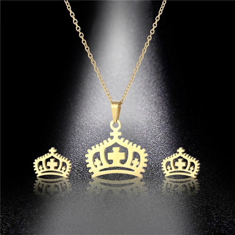 Factory Customized Fashion Jewelry Set High Quality and Cheap Gold-Plated Crown Set Jewelry