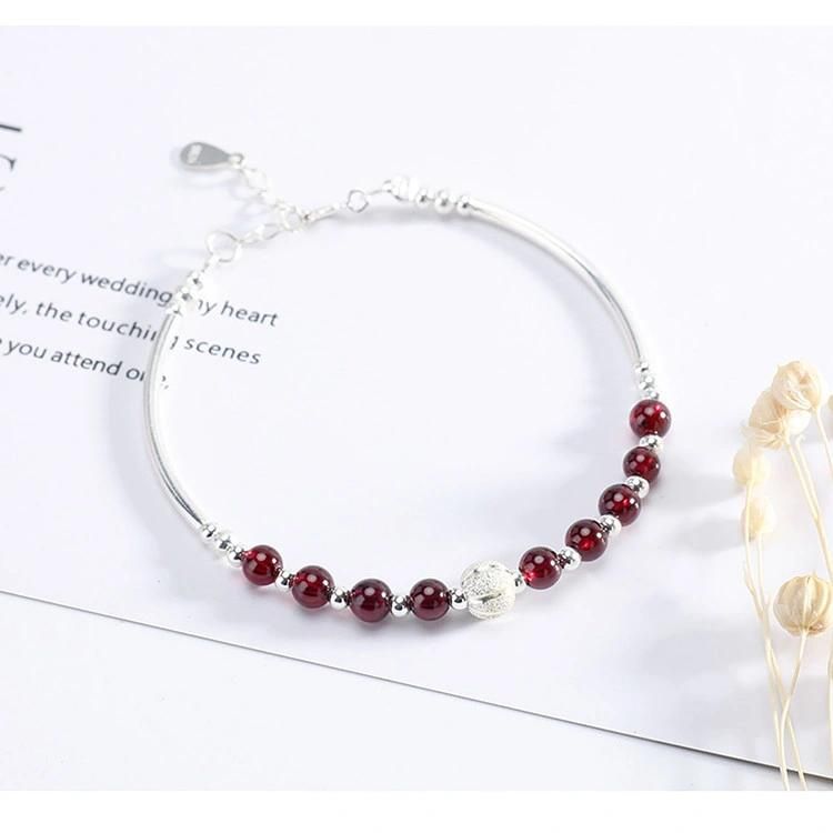 925 Sterling Silver Original Garnet Bracelet DIY Bracelet