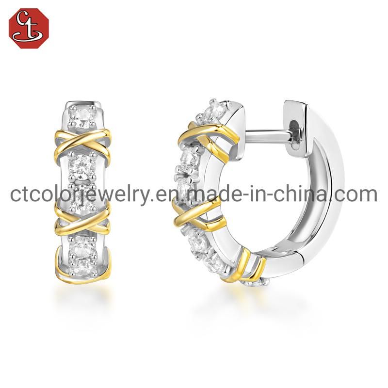 Fashion Jewelry Micro Setting Cubic Zirconia Hoop Earrings 925 Silver Jewelry Earring