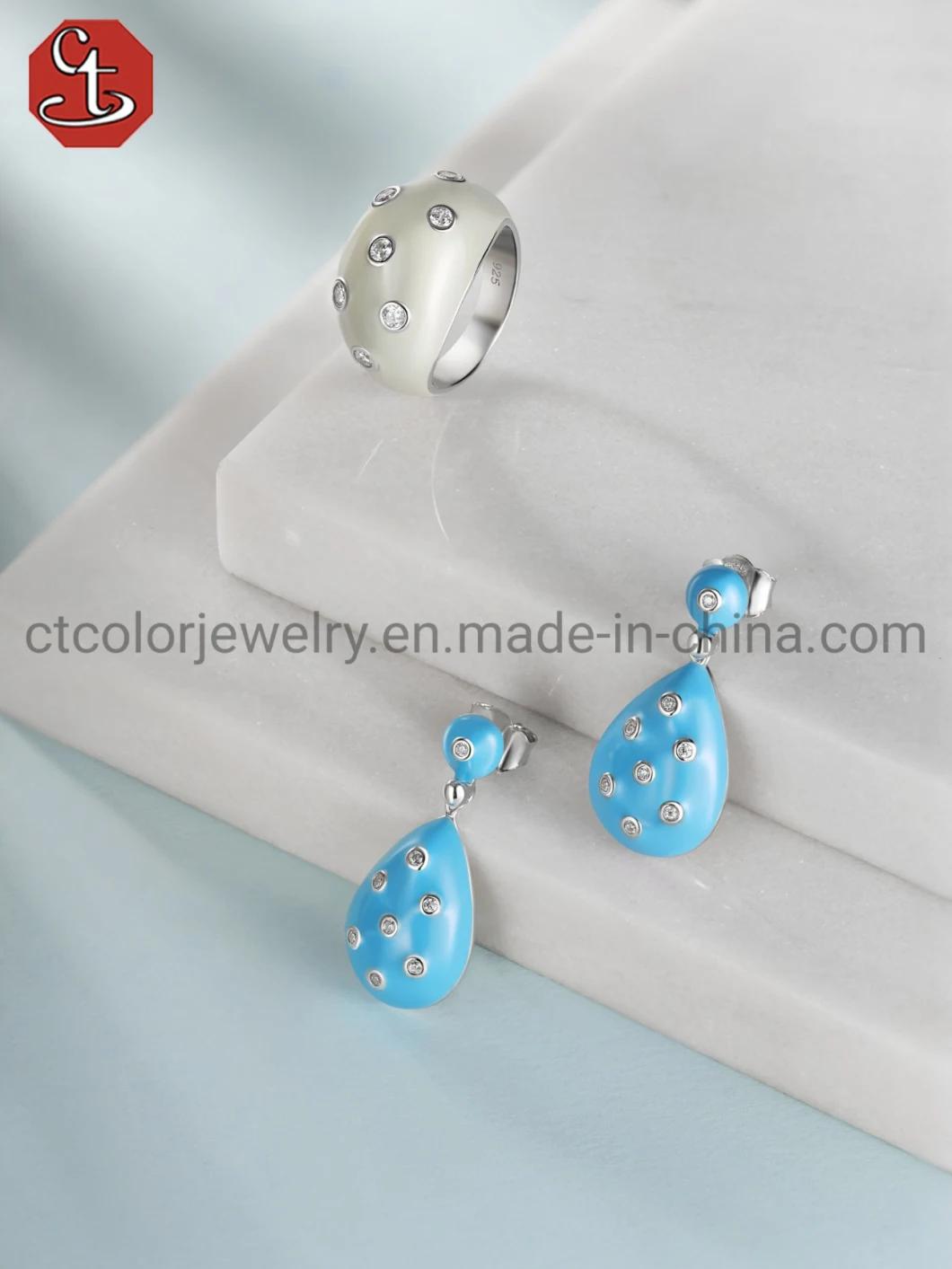 New Arrival Wholesale Factory 925 Sterling Silver Fashion Jewelry Jewellery Cheap Enamel Drop Earrings