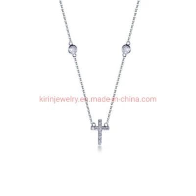 2020 New Trendy Jewelry Tiny Cross Pendant Necklace CZ Diamond Women Necklace